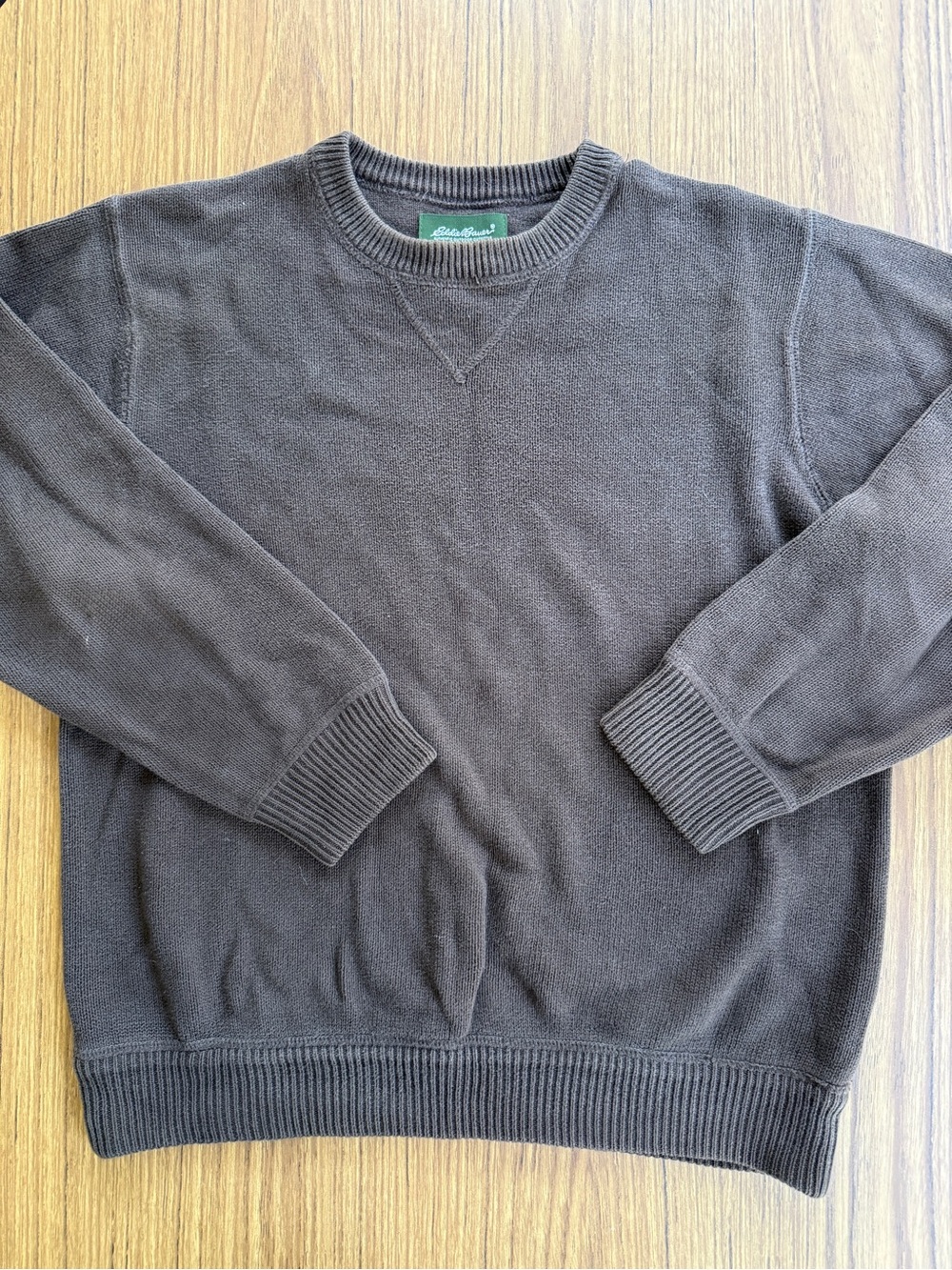 Eddie Bauer Men’s 100% Cotton Crewneck Sweater Brown S Oversized